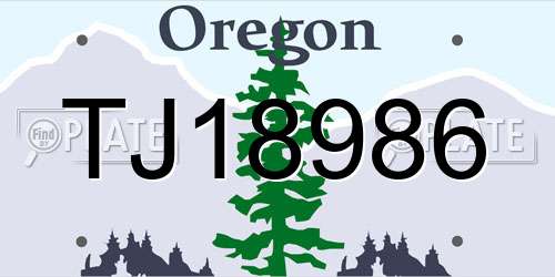 TJ18986 Oregon License Plate