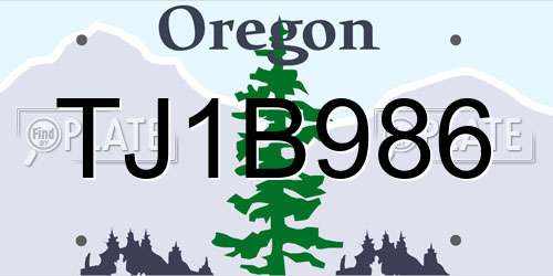 TJ1B986 Oregon License Plate