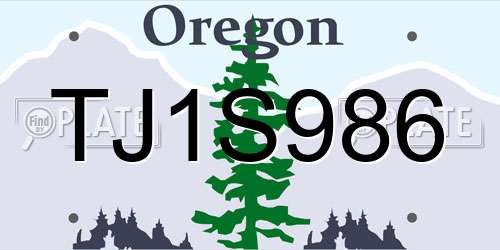 TJ1S986 Oregon License Plate
