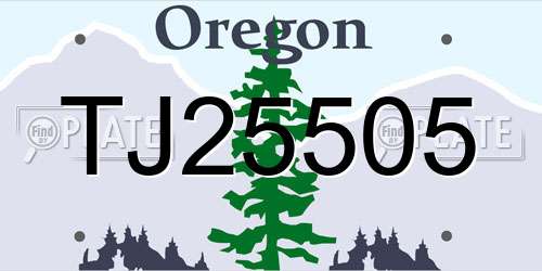 TJ25505 Oregon License Plate