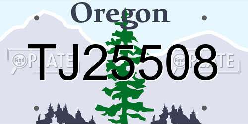 TJ25508 Oregon License Plate