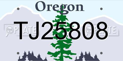 TJ25808 Oregon License Plate