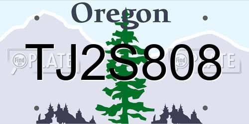 TJ2S808 Oregon License Plate