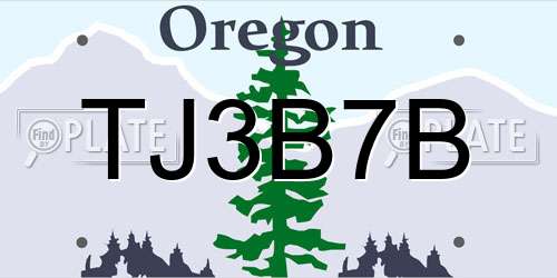 TJ3B7B Oregon License Plate