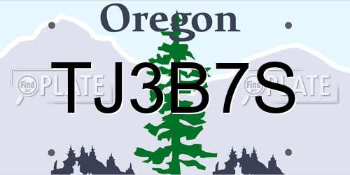 TJ3B7S Oregon License Plate