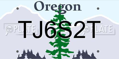 TJ6S2T Oregon License Plate