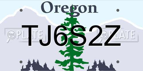 TJ6S2Z Oregon License Plate