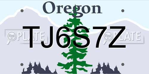 TJ6S7Z Oregon License Plate