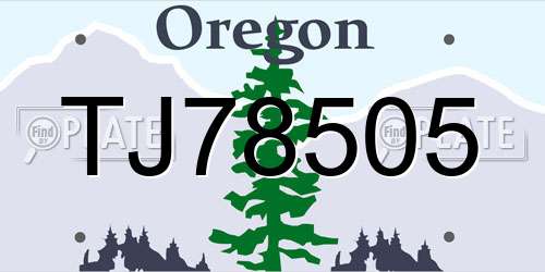 TJ78505 Oregon License Plate