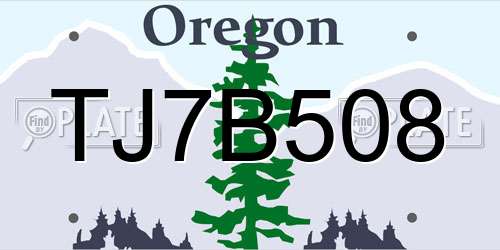 TJ7B508 Oregon License Plate