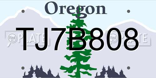 TJ7B808 Oregon License Plate