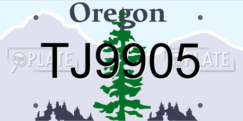 TJ9905 Oregon License Plate