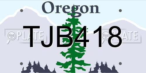 TJB418 Oregon License Plate