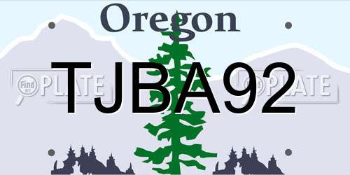 TJBA92 Oregon License Plate