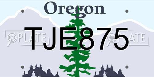 TJE875 Oregon License Plate