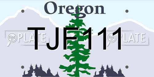 TJF111 Oregon License Plate
