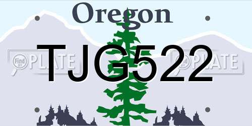 TJG522 Oregon License Plate