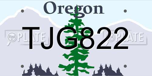 TJG822 Oregon License Plate