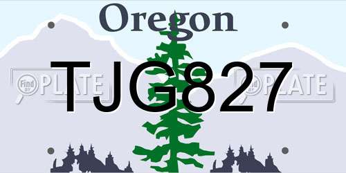 TJG827 Oregon License Plate