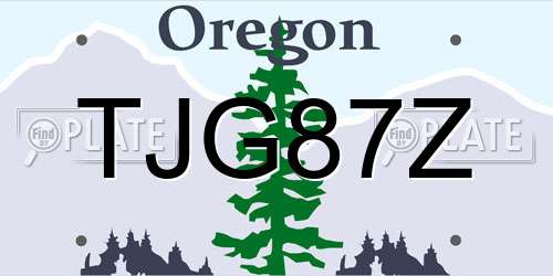 TJG87Z Oregon License Plate