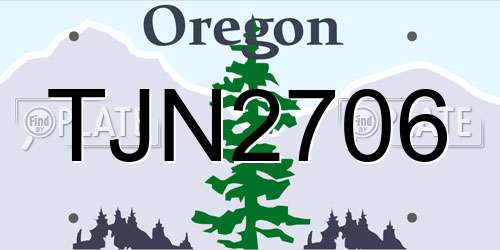 TJN2706 Oregon License Plate