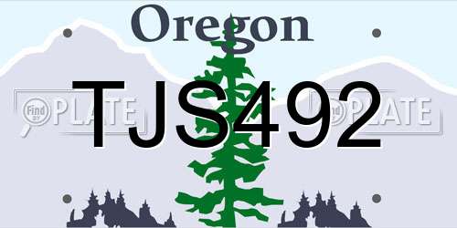 TJS492 Oregon License Plate