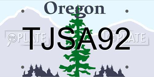 TJSA92 Oregon License Plate