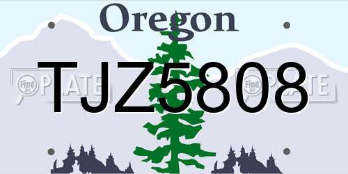 TJZ5808 Oregon License Plate
