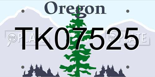 TK07525 Oregon License Plate