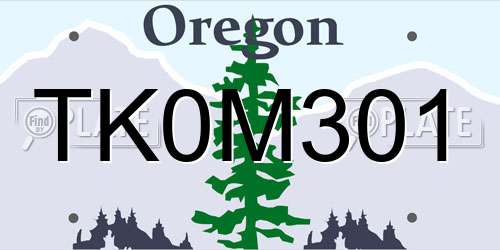 TK0M301 Oregon License Plate
