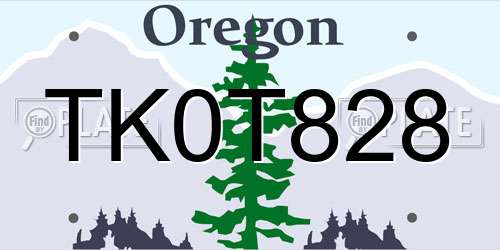 TK0T828 Oregon License Plate