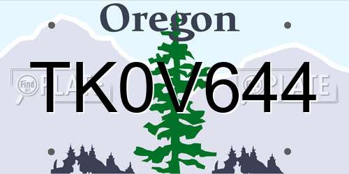 TK0V644 Oregon License Plate