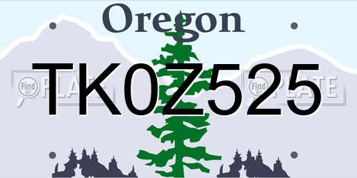 TK0Z525 Oregon License Plate