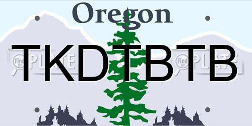 TKDTBTB Oregon License Plate