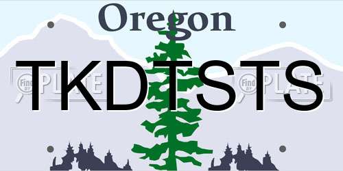 TKDTSTS Oregon License Plate