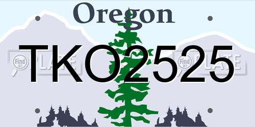 TKO2525 Oregon License Plate