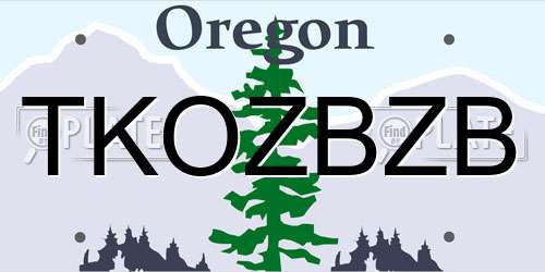 TKOZBZB Oregon License Plate