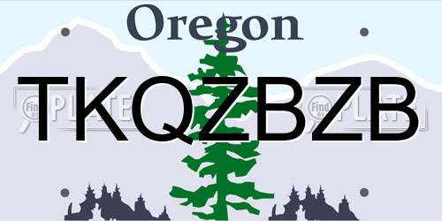 TKQZBZB Oregon License Plate