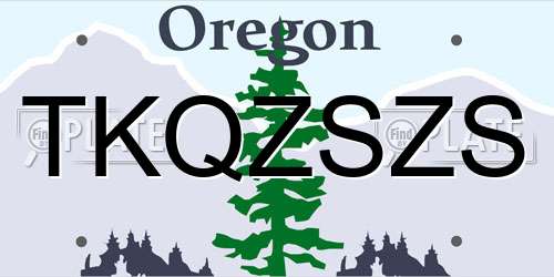 TKQZSZS Oregon License Plate