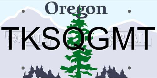 TKSQGMT Oregon License Plate