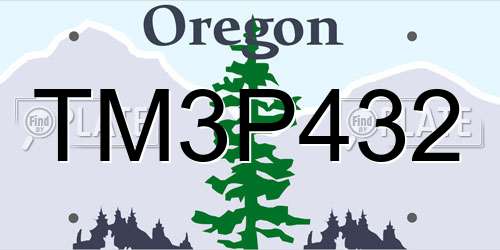 TM3P432 Oregon License Plate