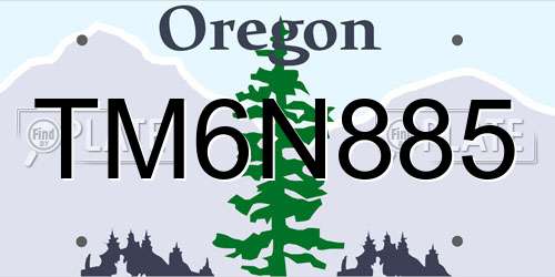TM6N885 Oregon License Plate
