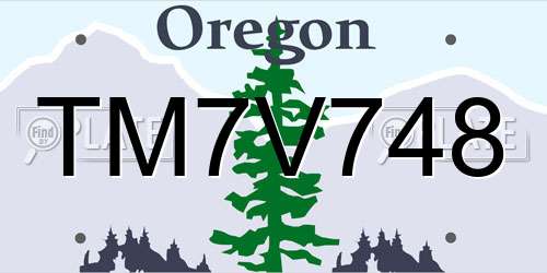 TM7V748 Oregon License Plate