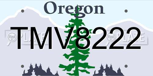 TMV8222 Oregon License Plate