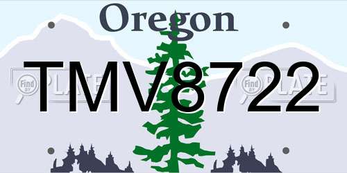TMV8722 Oregon License Plate