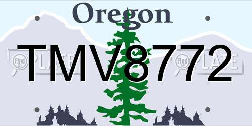 TMV8772 Oregon License Plate