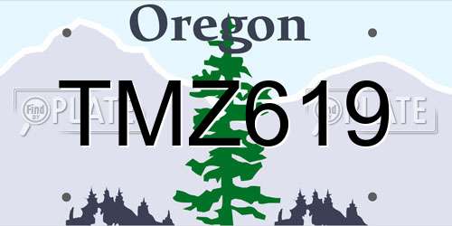 TMZ619 Oregon License Plate