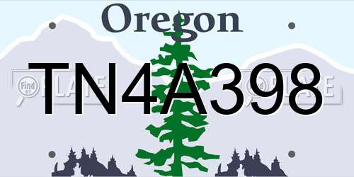 TN4A398 Oregon License Plate
