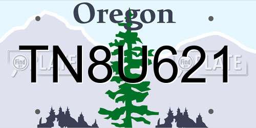TN8U621 Oregon License Plate