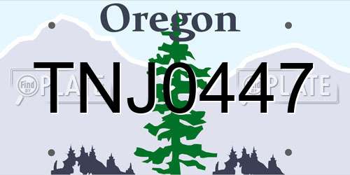 TNJ0447 Oregon License Plate